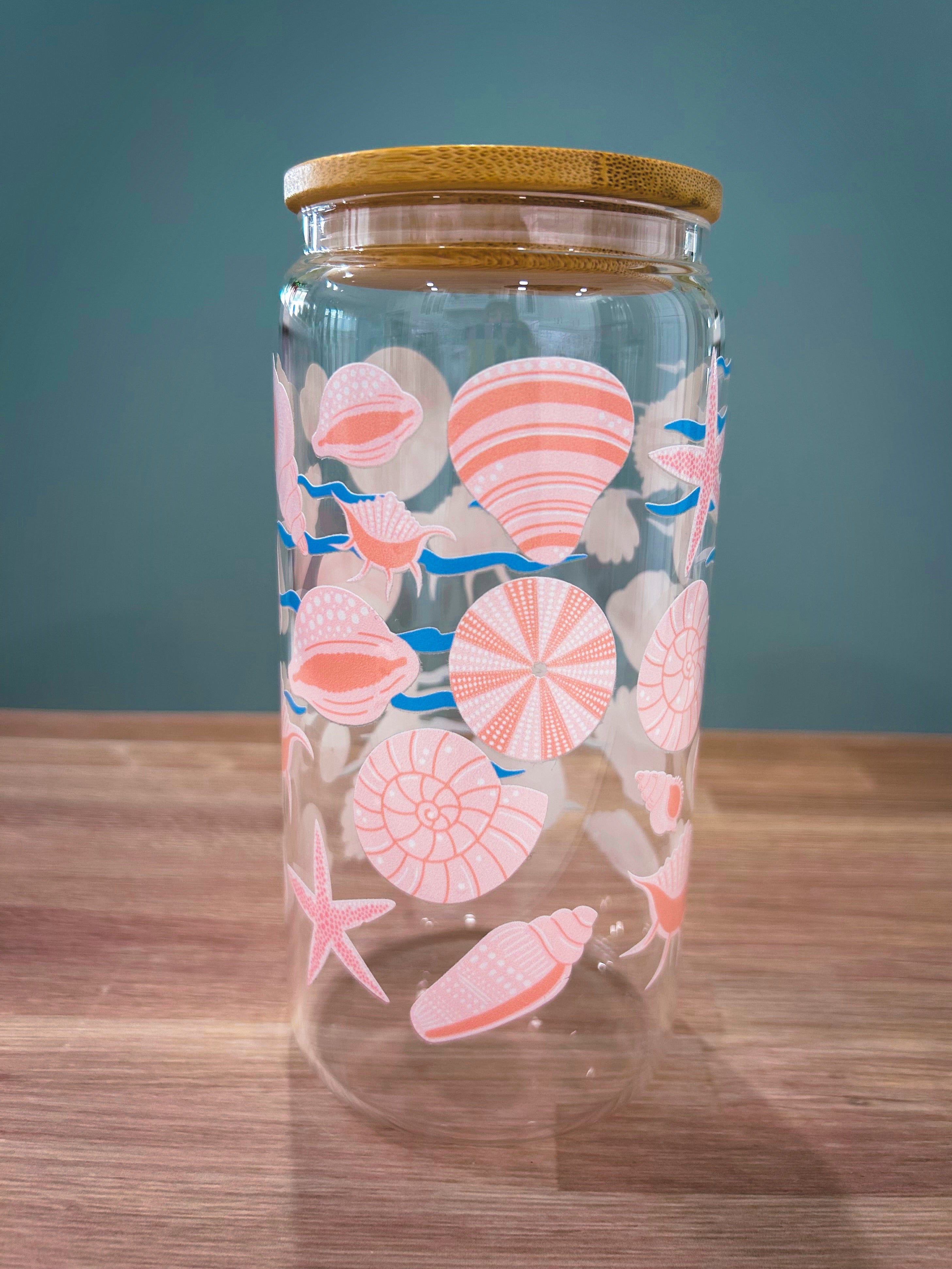 Seashell Beach Cup with a Bamboo Lid